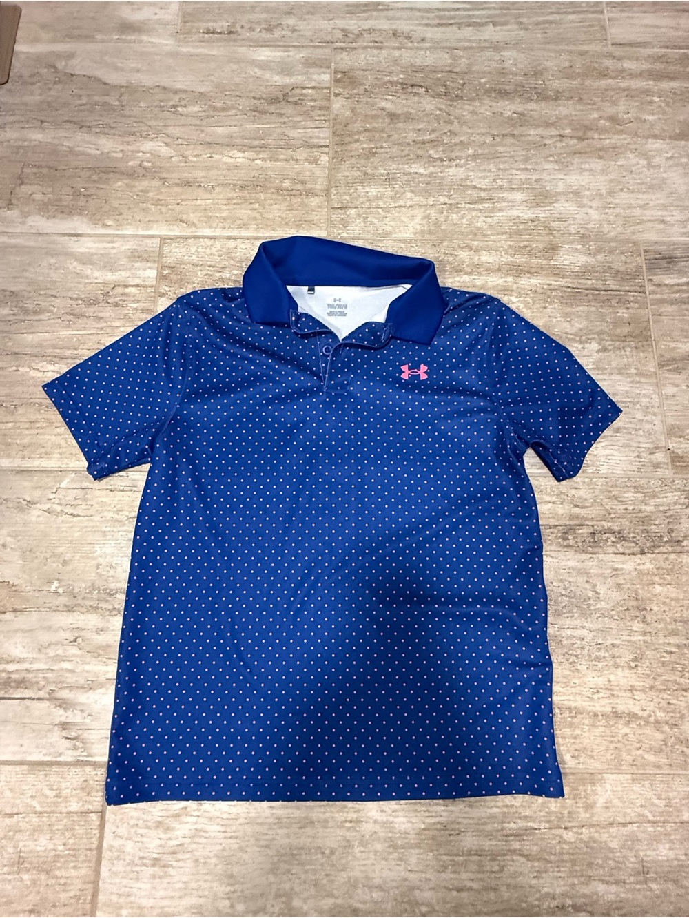 Under Armour Royal Blue Polo with Pink Logo